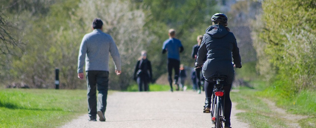 Cyclists and people walking